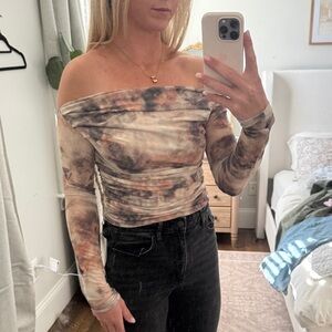 Elegant Off-Shoulder Tie-Dye Top